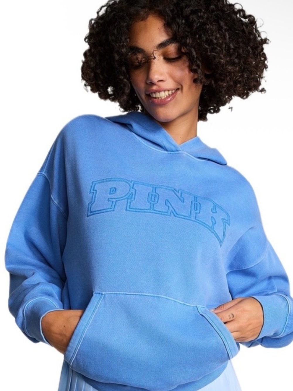 VSPINK Light Blue Pullover Hoodie Size S few flaws 🩵🩵🩵